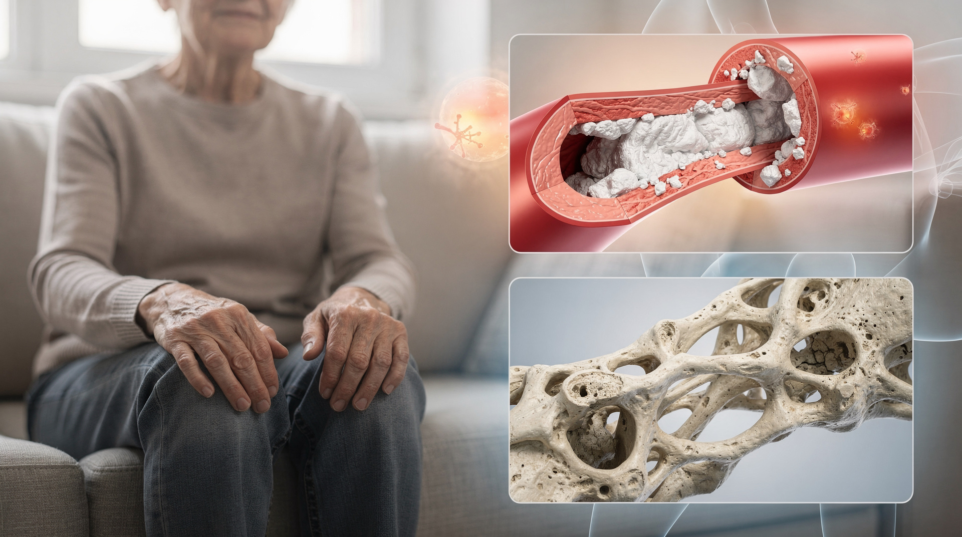 Иллюстрация факторов, влияющих на кальцификацию сосудов и потерю костной массы