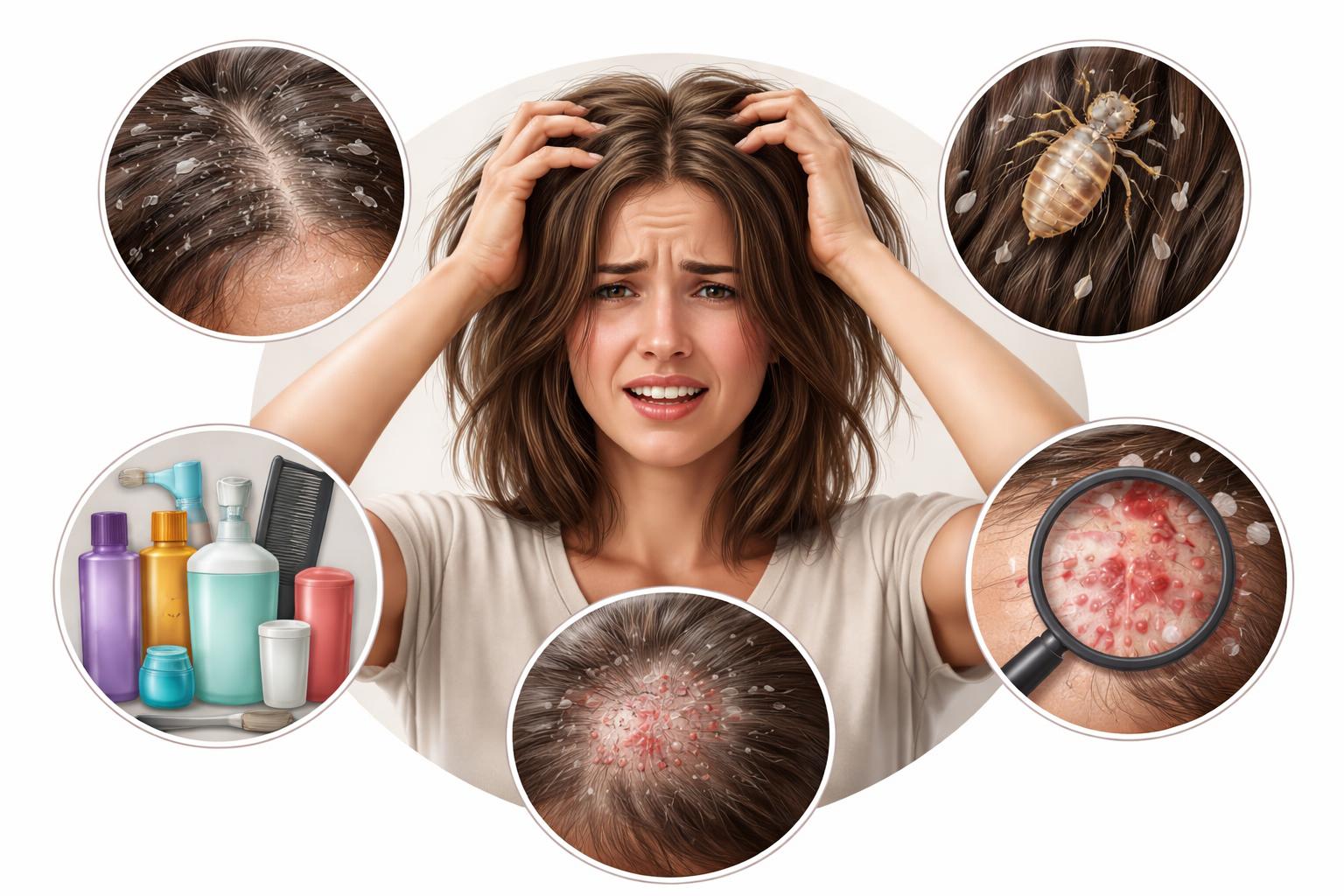 Схема основных причин зуда кожи головы